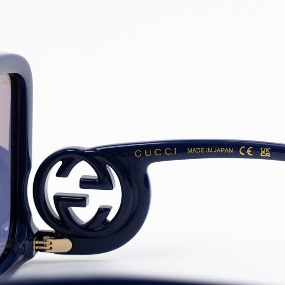 NEW Gucci GG1326S 006 Violet Silver Mirror Oversized Square Women Sunglasses - Picture 7 of 10